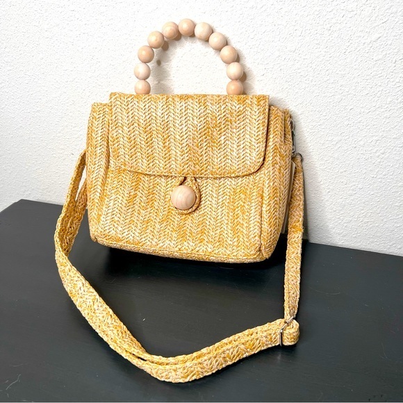 GRWM Handbags - Raffia Straw Convertible Crossbody Purse NWT